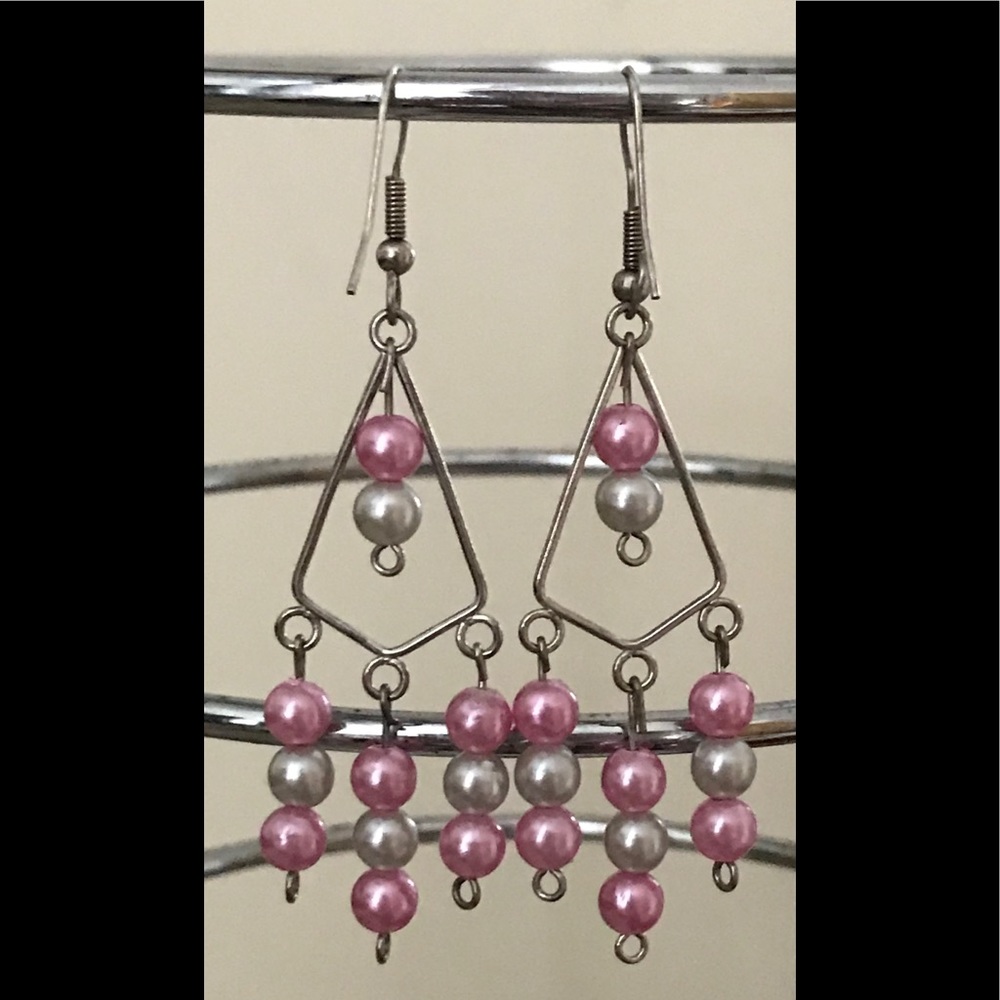 🎉3 For $20🎉Faux Pearl w/Silver Dangly Earrings